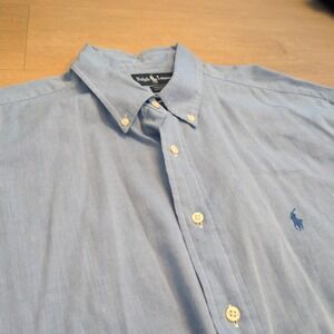 Ralph Lauren Yarmouth Mens 17.5 35 Light Blue Oxford Cotton Button Down Shirt